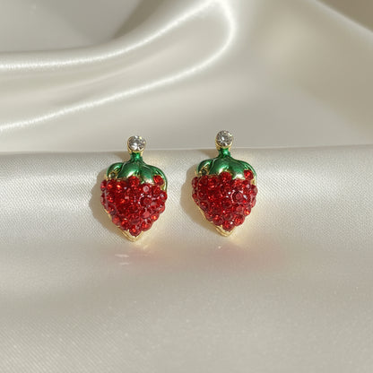 Red Pavé Strawberry Earrings