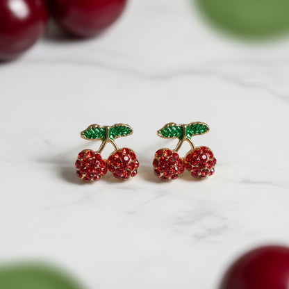 Pavé Cherry & Apple Earring Set