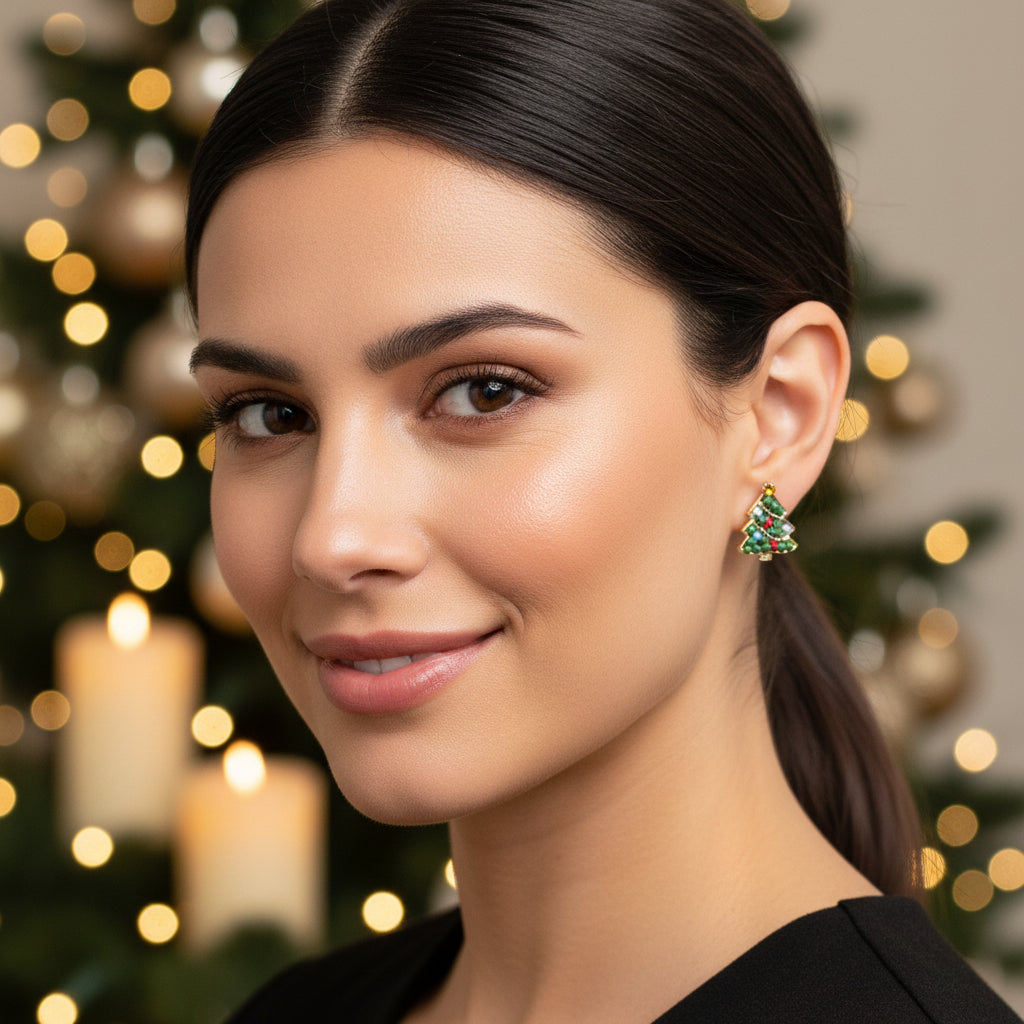 Beaded Christmas Tree Earrings