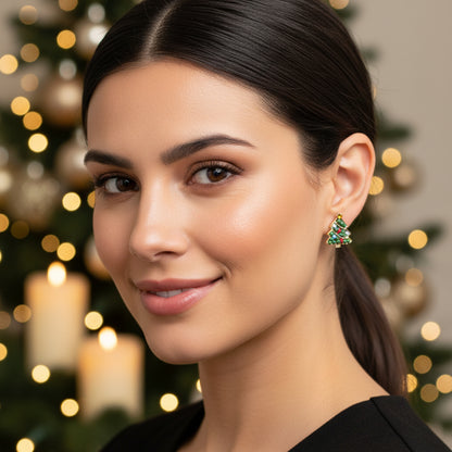 Beaded Christmas Tree Earrings