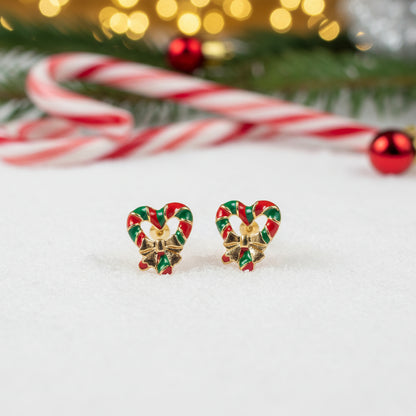 Mini Candy Cane Heart Earrings