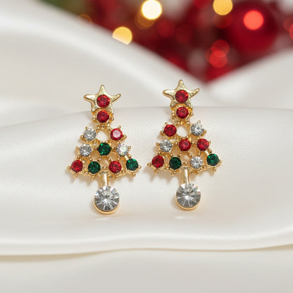 Festive Red Pavé Christmas Tree Earrings