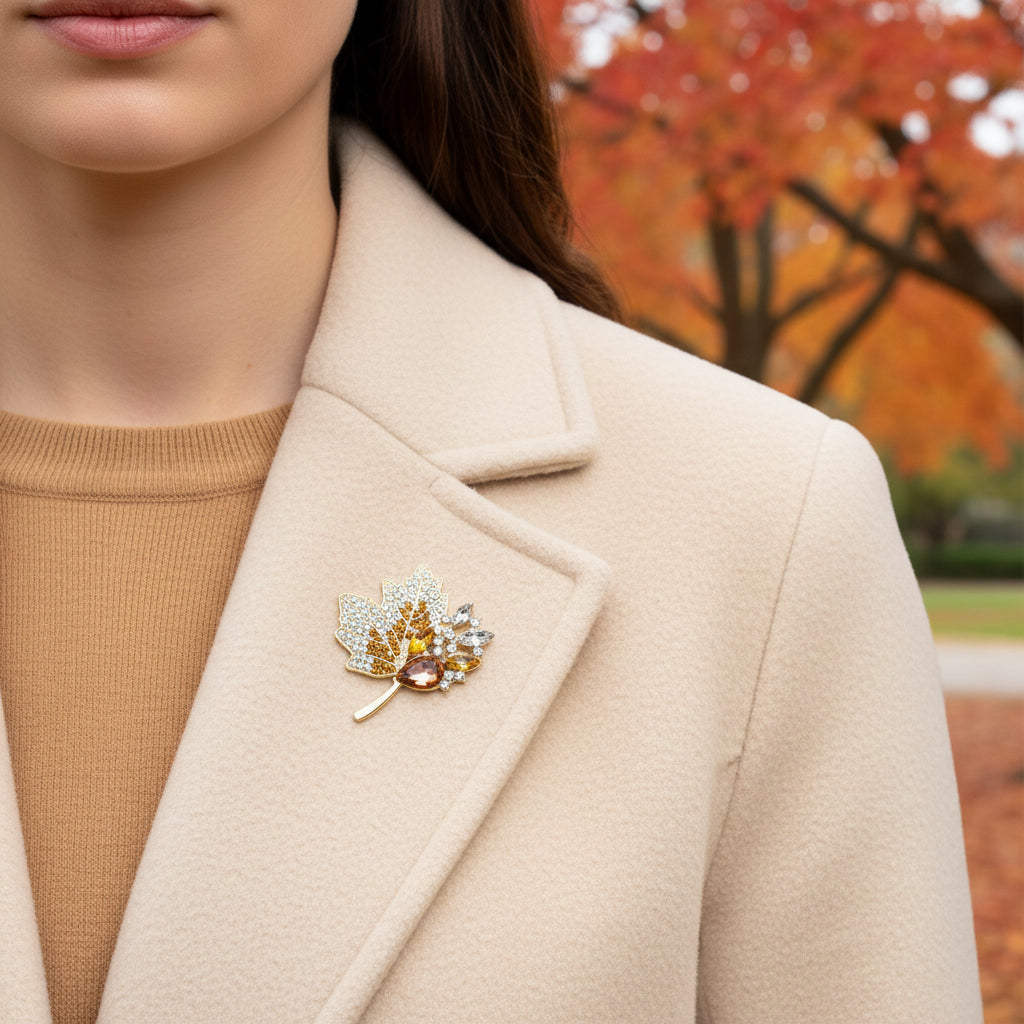 Golden Autumn Maple Leaf Pin