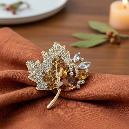 Golden Autumn Maple Leaf Pin
