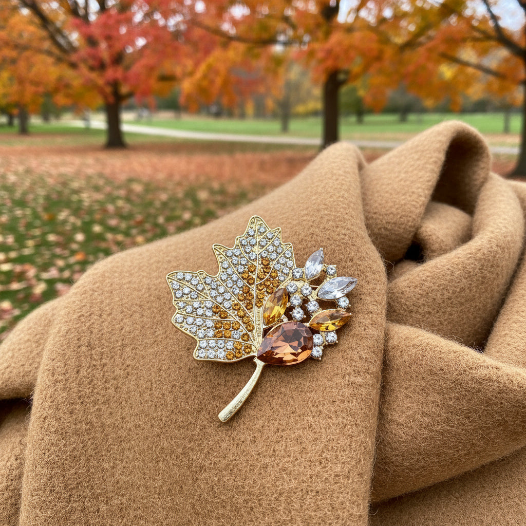 Golden Autumn Maple Leaf Pin
