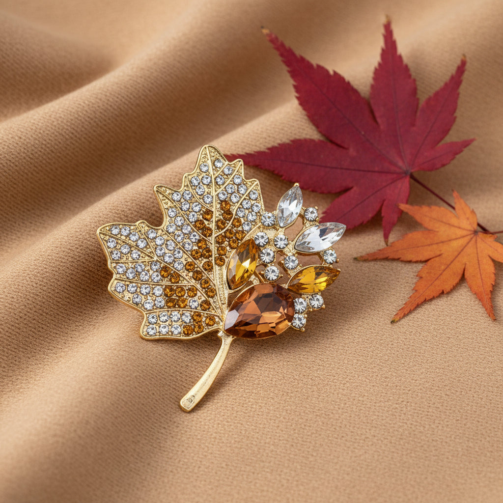 Golden Autumn Maple Leaf Pin