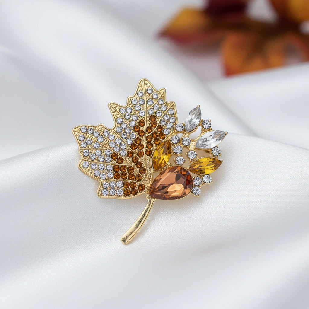 Golden Autumn Maple Leaf Pin