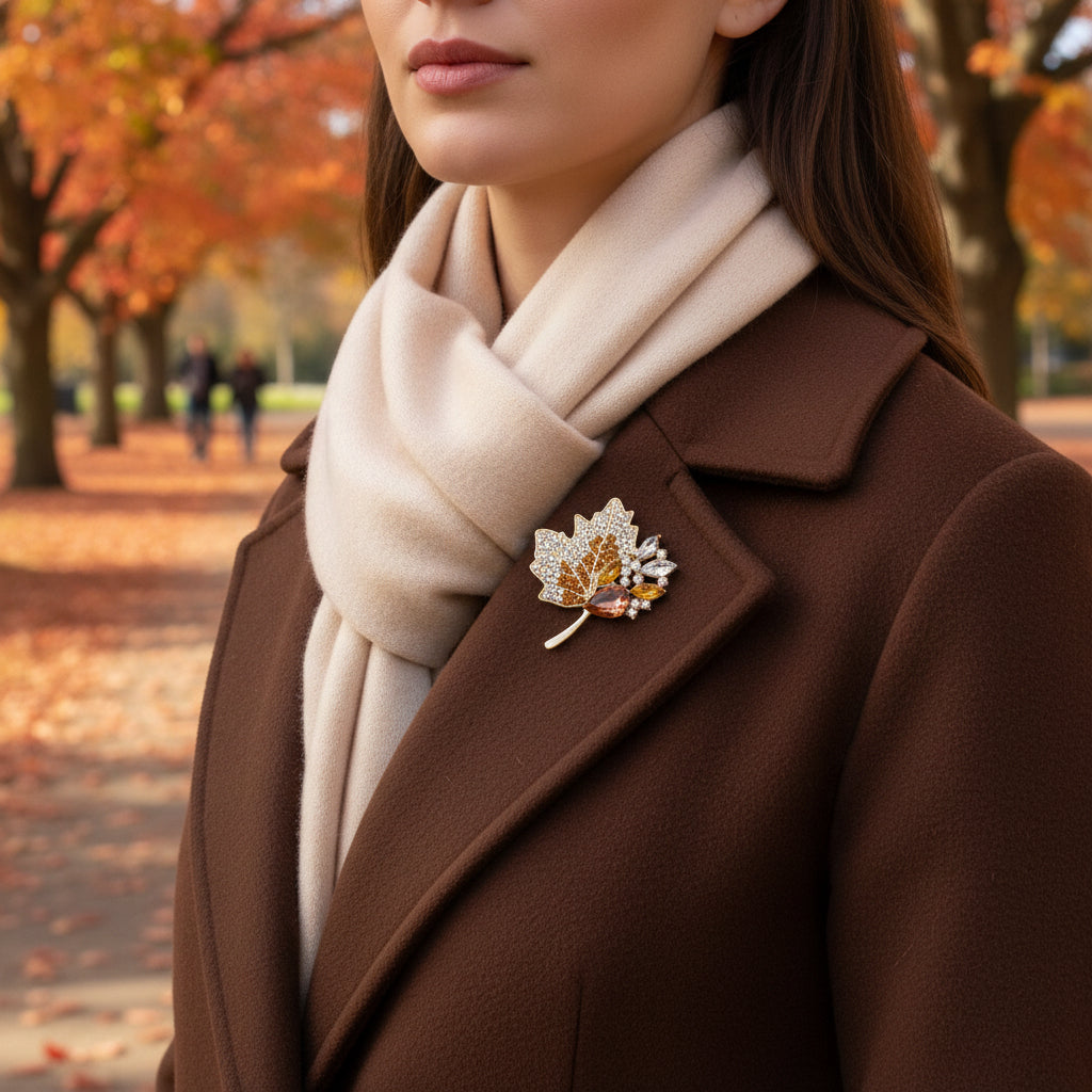 Golden Autumn Maple Leaf Pin