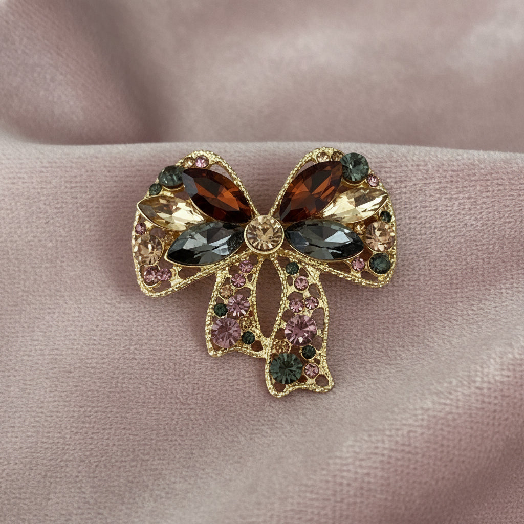 Golden Jewel Bow Pin