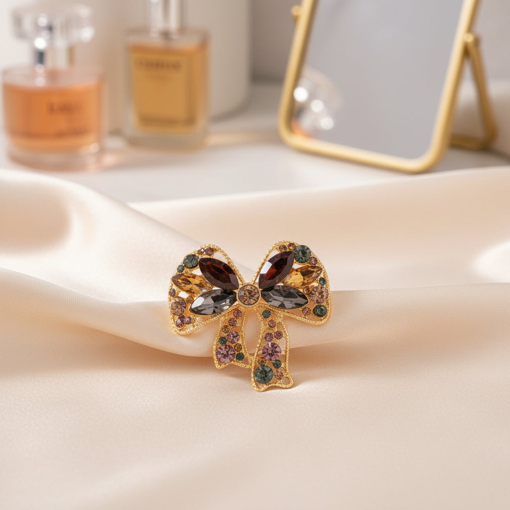 Golden Jewel Bow Pin