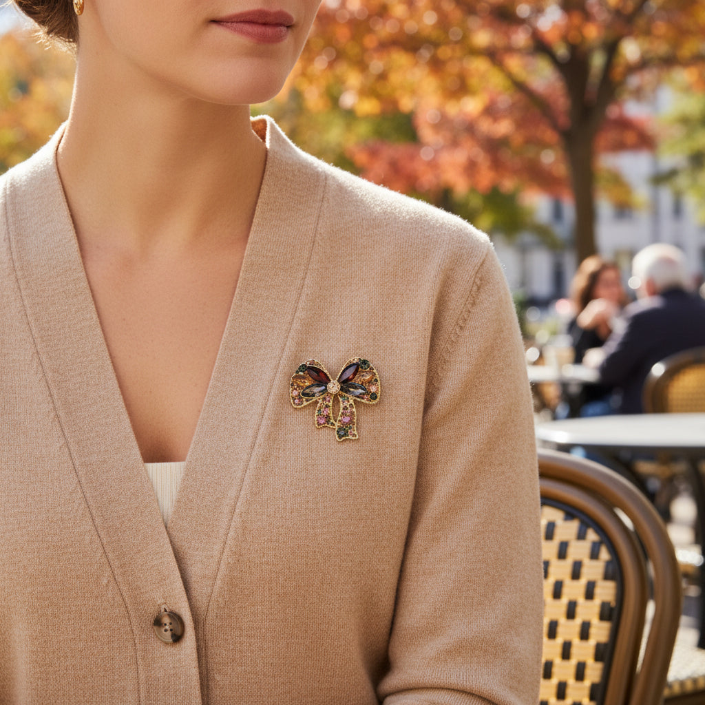 Golden Jewel Bow Pin