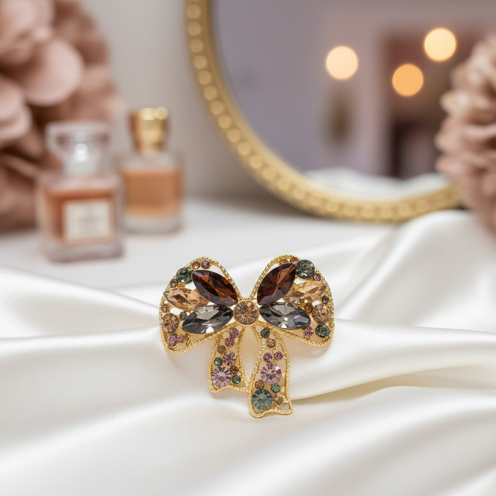 Golden Jewel Bow Pin