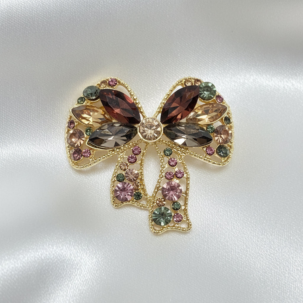 Golden Jewel Bow Pin