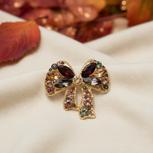 Golden Jewel Bow Pin