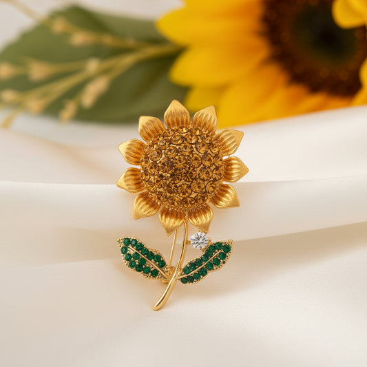 Golden Sunflower Sparkle Pin