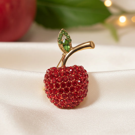 Red Pavé Apple Pin