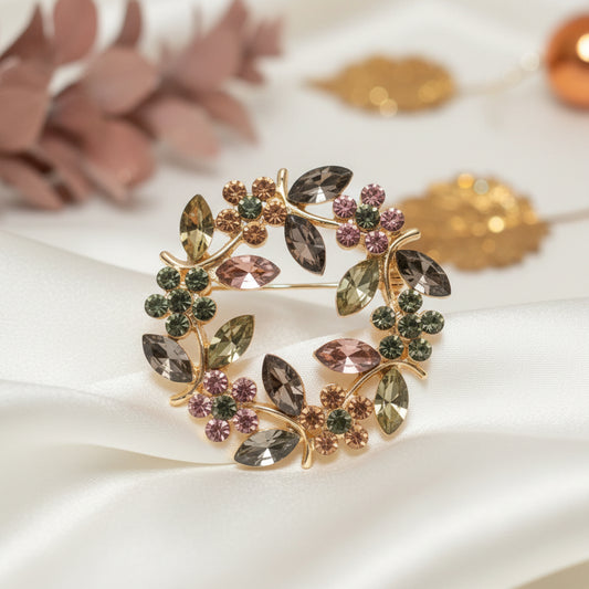 Autumn Floral Wreath Pin