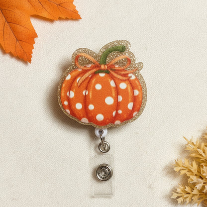 Polka Dot Pumpkin Badge Reel