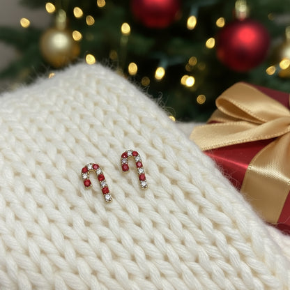 Peppermint Pavé Candy Cane Earrings