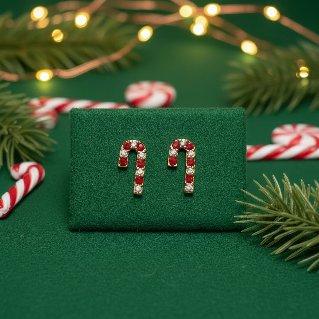 Peppermint Pavé Candy Cane Earrings