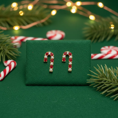 Peppermint Pavé Candy Cane Earrings