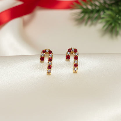 Peppermint Pavé Candy Cane Earrings