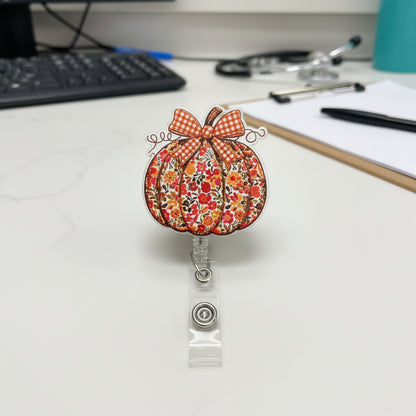 Autumn Floral Pumpkin Badge Reel