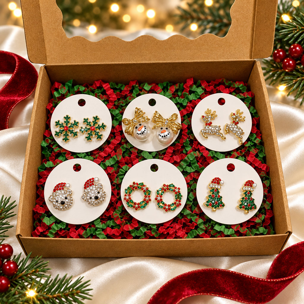Merry & Bright Christmas 6-Pair Earring Gift Bundle