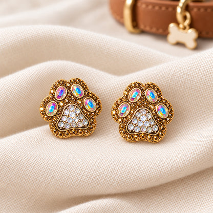 Statement Crystal Paw Print Earrings