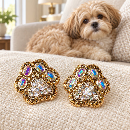 Statement Crystal Paw Print Earrings
