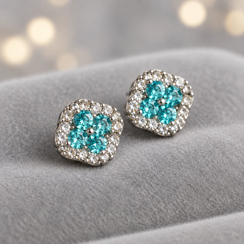 Aqua Crystal Pavé Earrings