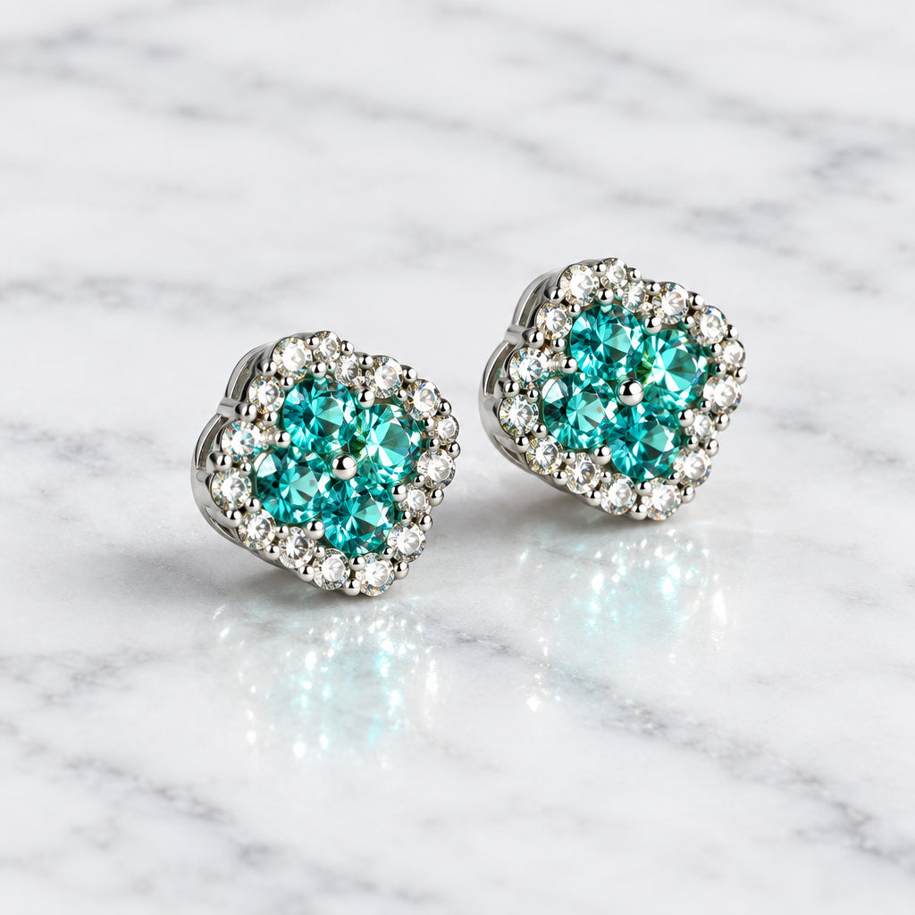 Aqua Crystal Pavé Earrings