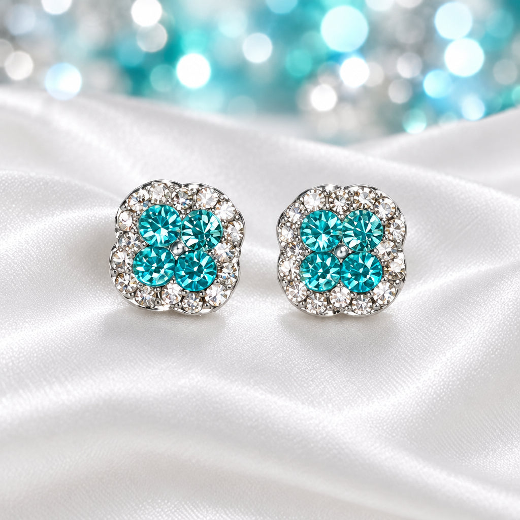 Aqua Crystal Pavé Earrings