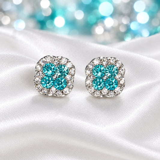 Aqua Crystal Pavé Earrings