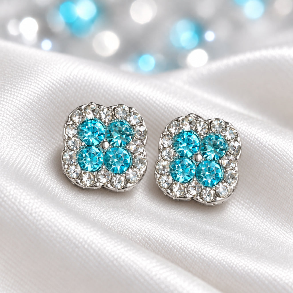 Aqua Crystal Pavé Earrings
