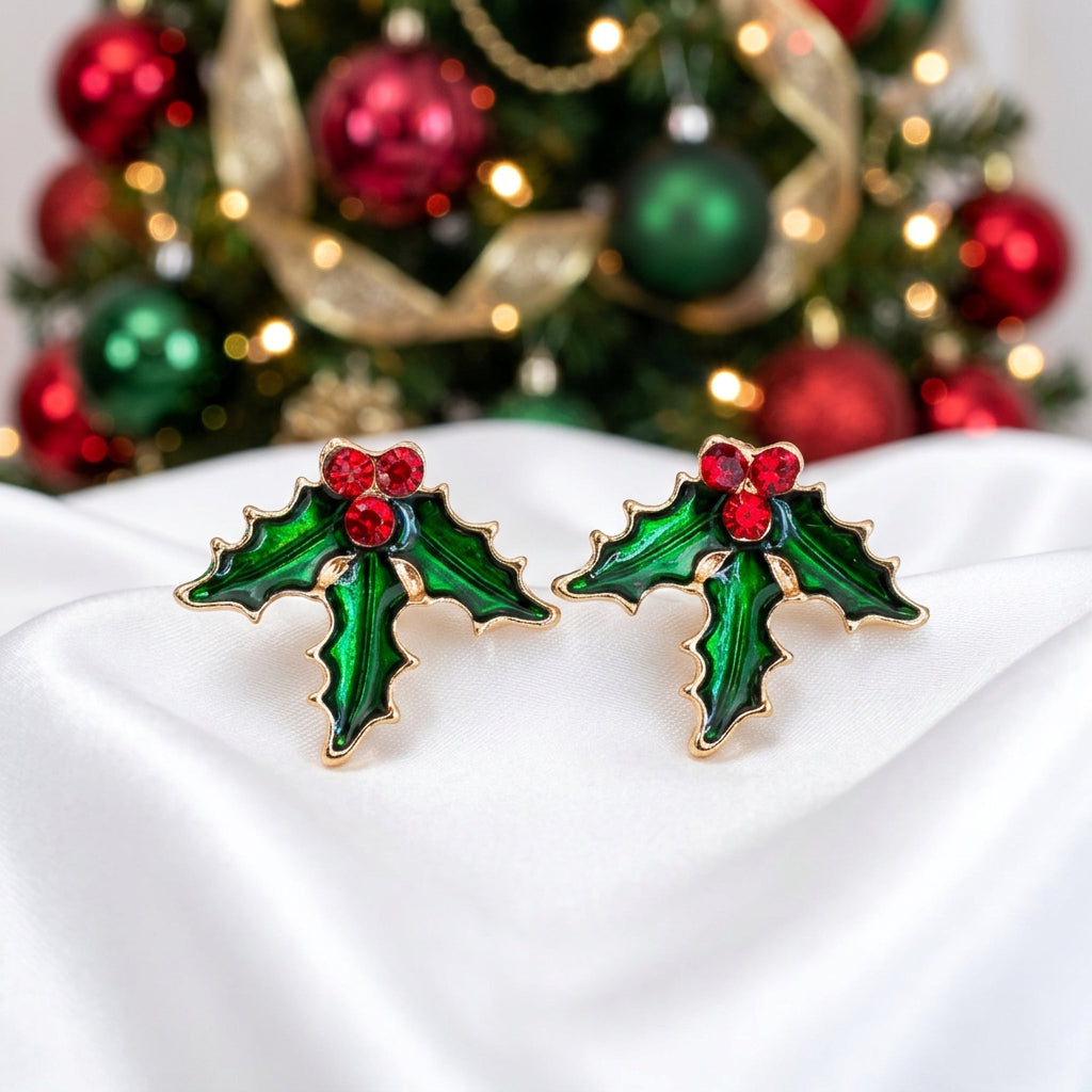 Red Berry Holly Earrings