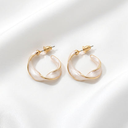 Pearlescent Twist Hoop Earrings