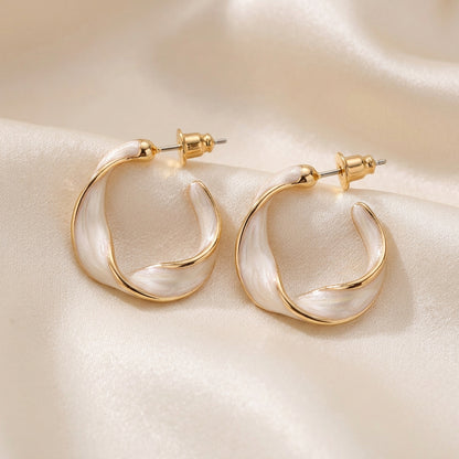 Pearlescent Twist Hoop Earrings