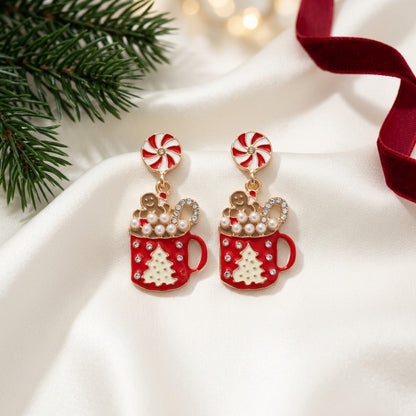 Peppermint Hot Cocoa Mug Earrings