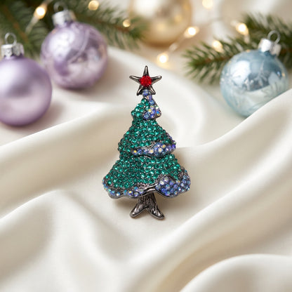Glittering Garland Christmas Tree Pin