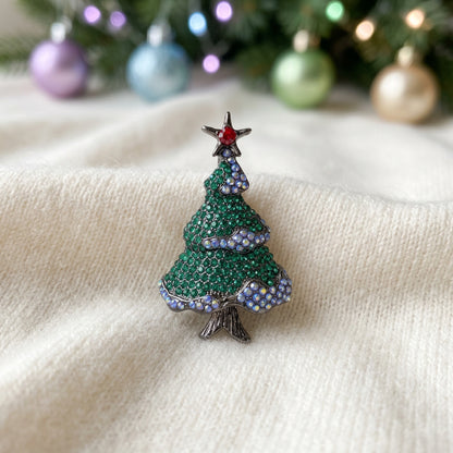 Glittering Garland Christmas Tree Pin