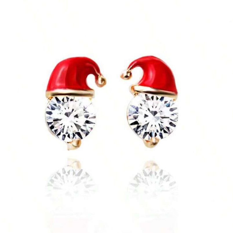Starlit Santa Earrings on a white background