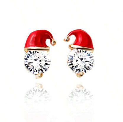 Starlit Santa Earrings on a white background