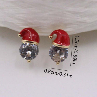 Starlit Santa Earrings on a white background with dimensions