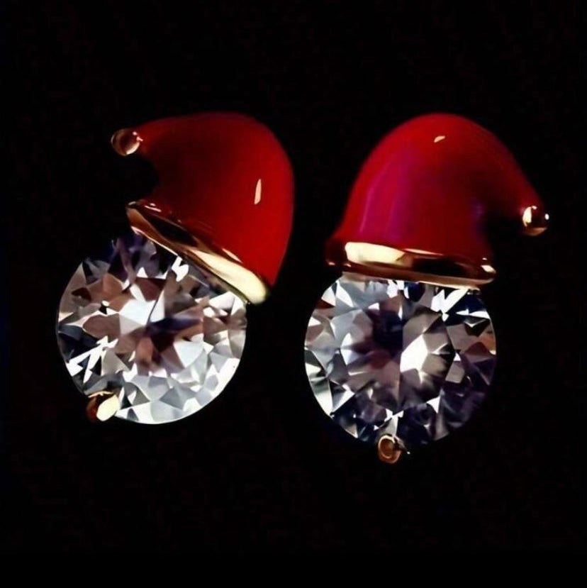 Starlit Santa Earrings on a black background