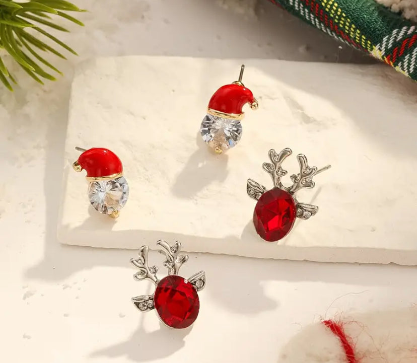Starlit Santa & Ruby Reindeer Earring Bundle