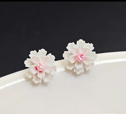 Pink & White Blossom Earrings