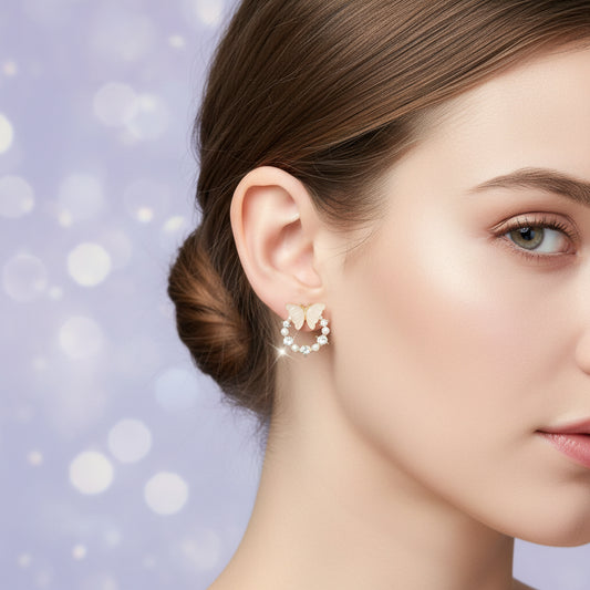 Butterfly Pearl Sparkle Earrings
