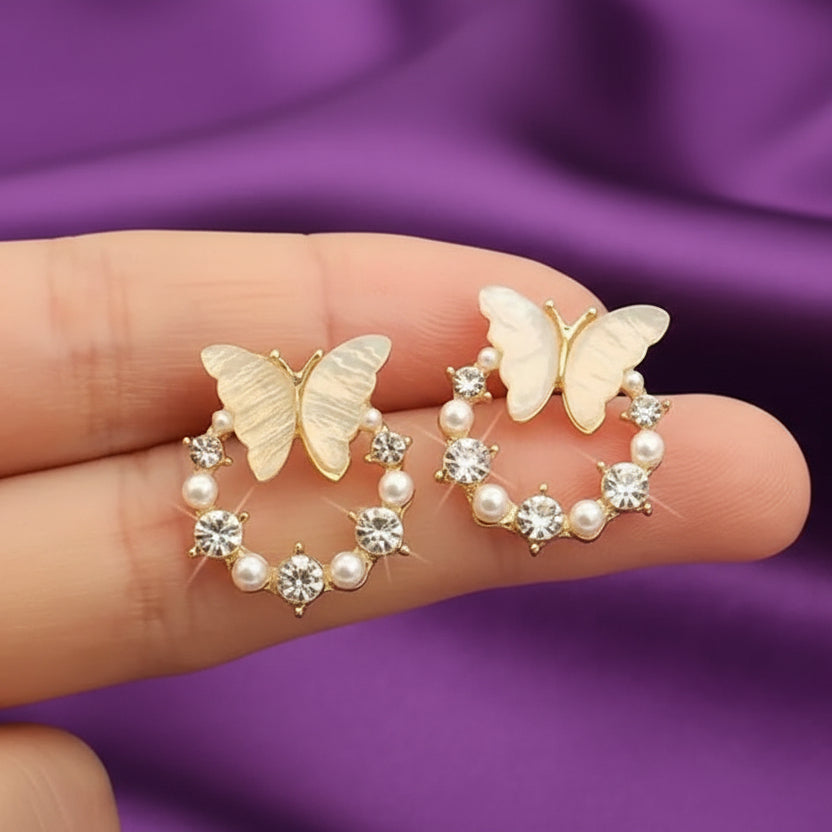 Butterfly Pearl Sparkle Earrings