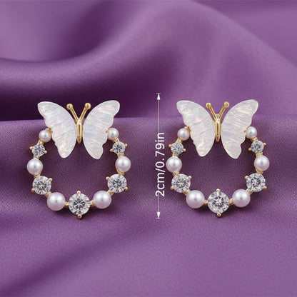 Butterfly Pearl Sparkle Earrings
